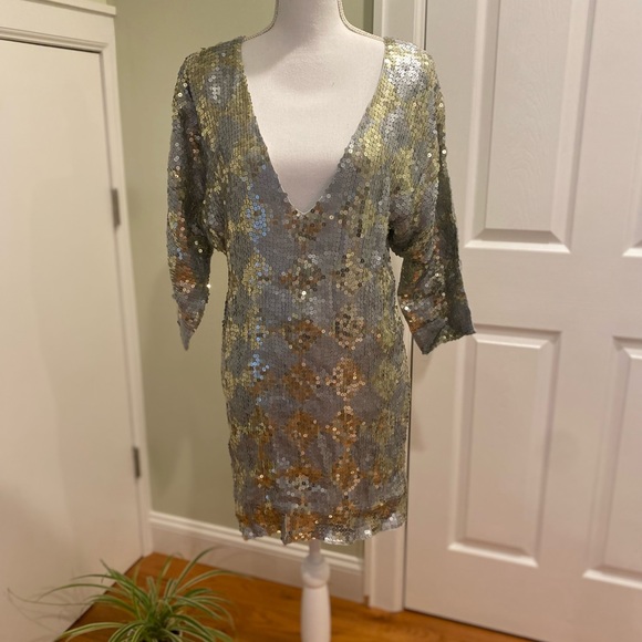 New JENS PIRATE BOOTY FOR FREE PEOPLE SEQUIN EMBELLISHED MINI DRESS XS/S - Picture 6 of 12
